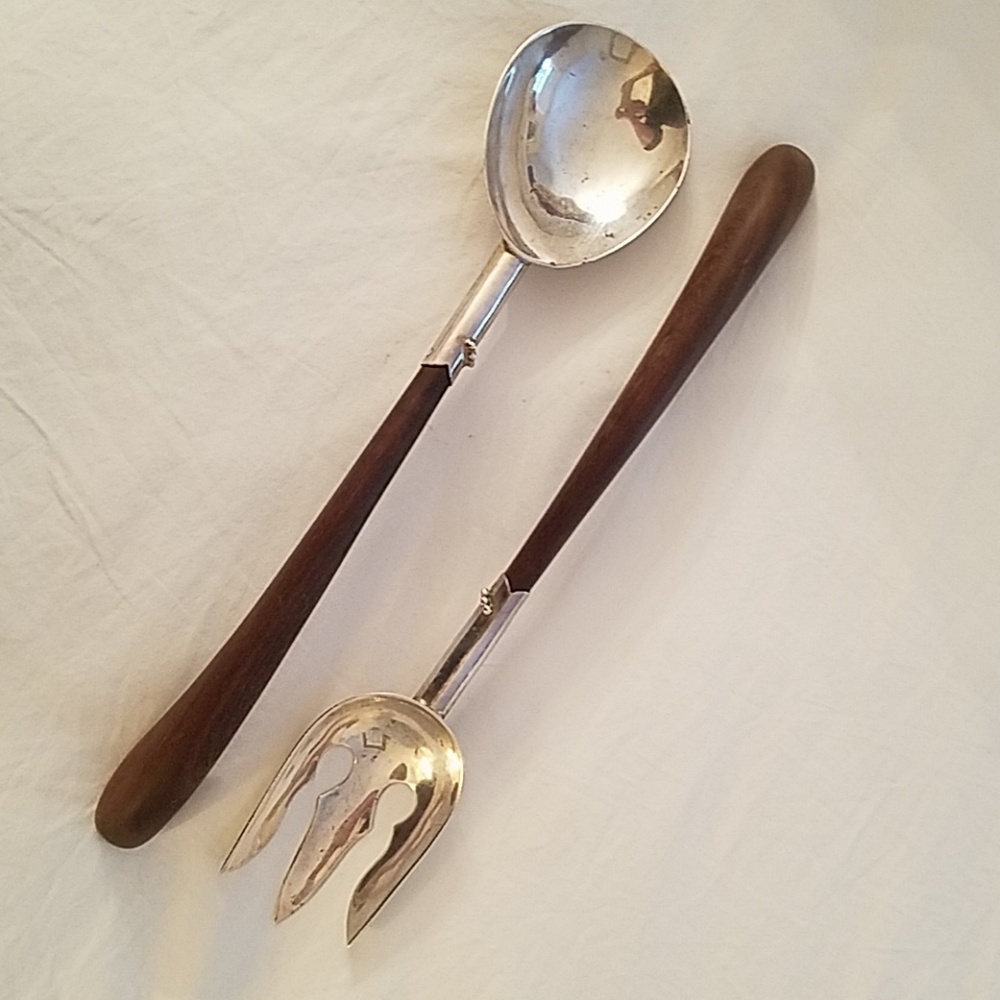 Taxco sterling antique salad servers